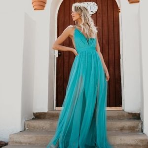 Talk Of The Town Maxi Dress - Teal